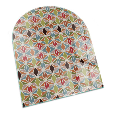 Plaque verre pour poêle semi-ovale Motifs polygonaux dans une grille