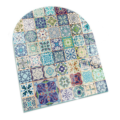 Vitre sous poêle à bois semi-ovale Motifs de mosaïque sur les carreaux