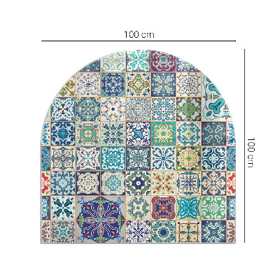 Vitre sous poêle à bois semi-ovale Motifs de mosaïque sur les carreaux