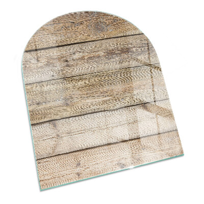 Plaque verre pour poêle semi-ovale Planches de bois naturel