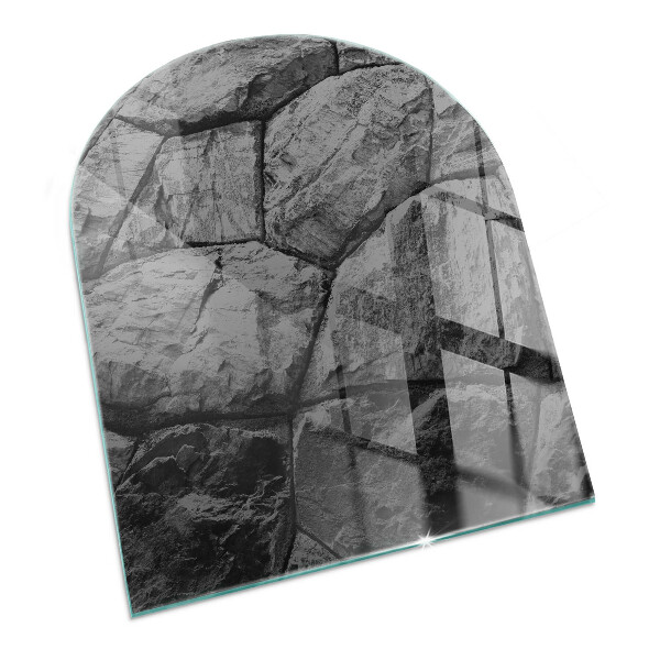 Plaque verre pour poêle semi-ovale Motif en pierre naturelle