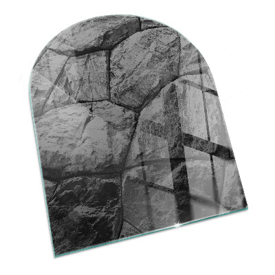 Plaque verre pour poêle semi-ovale Motif en pierre naturelle