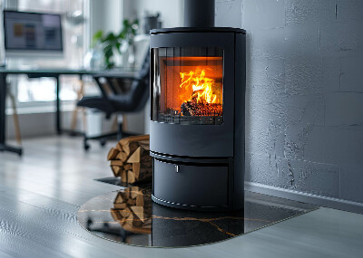 Vitre sous poêle à bois semi-ovale Marbre élégant avec veines