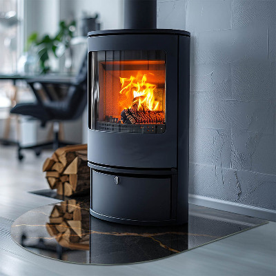 Vitre sous poêle à bois semi-ovale Marbre élégant avec veines