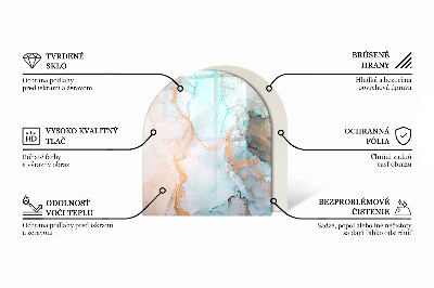 Vitre sous poêle à bois semi-ovale Marbre élégant avec veines