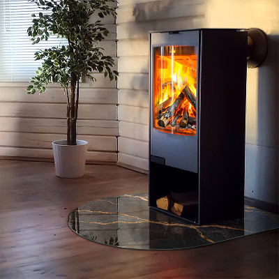 Vitre sous poêle à bois semi-ovale Marbre élégant avec veines