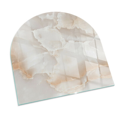 Plaque verre pour poêle semi-ovale Motif en pierre naturelle