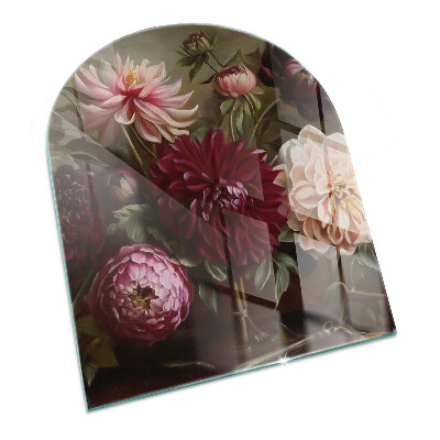 Plaque verre pour poêle semi-ovale Bouquet de fleurs en détail