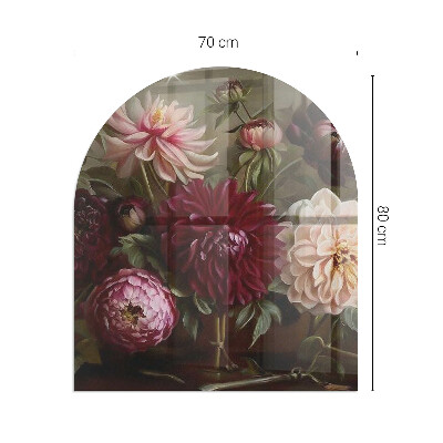 Plaque verre pour poêle semi-ovale Bouquet de fleurs en détail