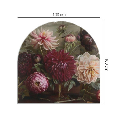 Plaque verre pour poêle semi-ovale Bouquet de fleurs en détail