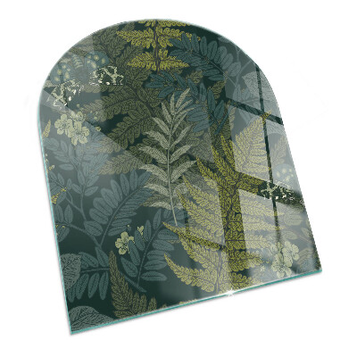 Vitre sous poêle à bois semi-ovale Motifs végétaux avec des papillons