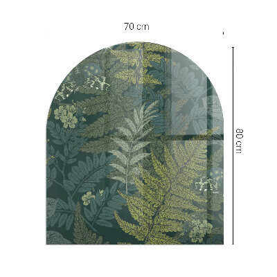 Vitre sous poêle à bois semi-ovale Motifs végétaux avec des papillons