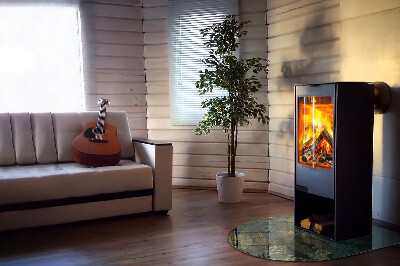 Vitre sous poêle à bois semi-ovale Motifs végétaux avec des papillons