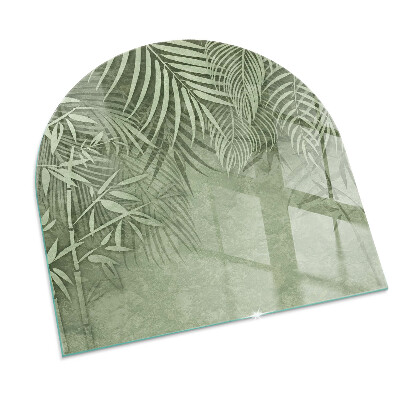Plaque verre pour poêle semi-ovale Feuilles tropicales en arrière-plan