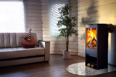 Vitre sous poêle à bois semi-ovale Motif de pierre avec particules