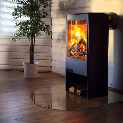 Vitre sous poêle à bois semi-ovale Couleur marron