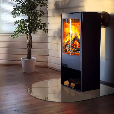 Vitre sous poêle à bois semi-ovale Couleur marron