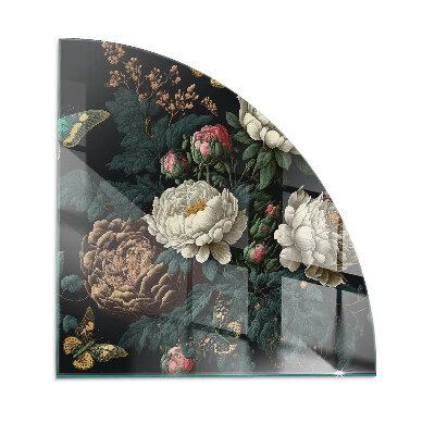 Plaque de verre pour cheminée quartier Motif floral avec des papillons