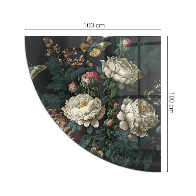 Plaque de verre pour cheminée quartier Motif floral avec des papillons