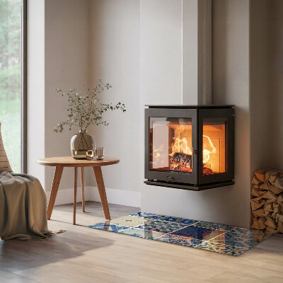 Plaque verre pour poêle rectangulaire Motifs de carreaux de céramique