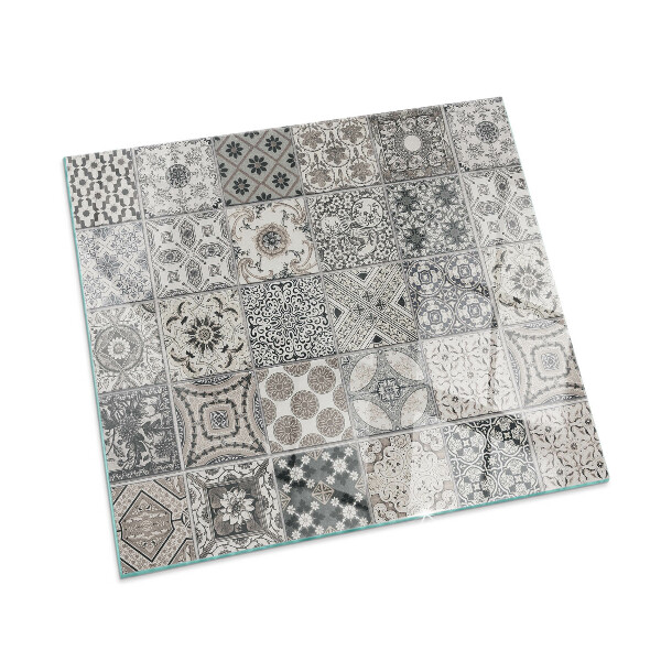 Plaque de sol en verre pour poêle rectangulaire Motifs de carreaux décoratifs