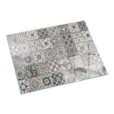 Plaque de sol en verre pour poêle rectangulaire Motifs de carreaux décoratifs