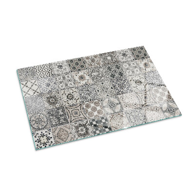Plaque de sol en verre pour poêle rectangulaire Motifs de carreaux décoratifs