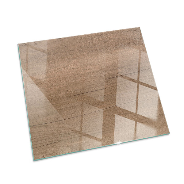 Plaque de sol en verre pour poêle rectangulaire Motif bois naturel