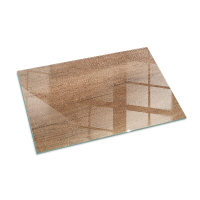 Plaque de sol en verre pour poêle rectangulaire Motif bois naturel