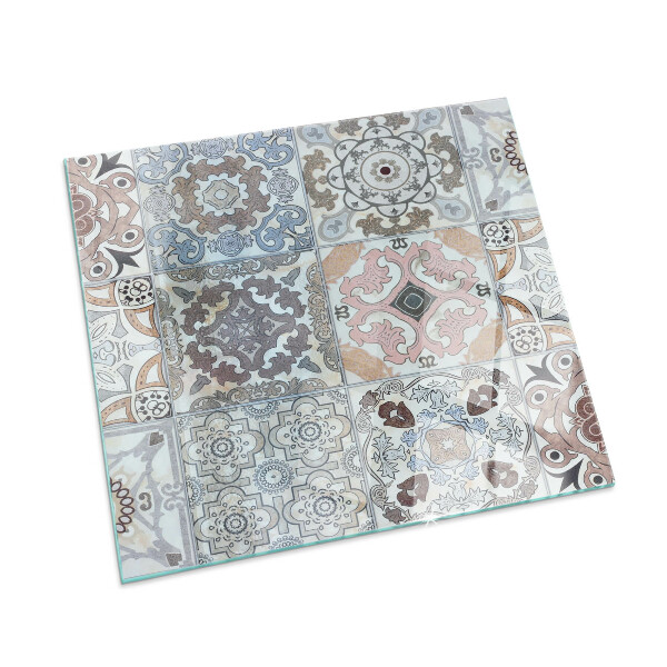 Plaque de sol en verre pour poêle rectangulaire Motifs de mosaïque dans les carreaux