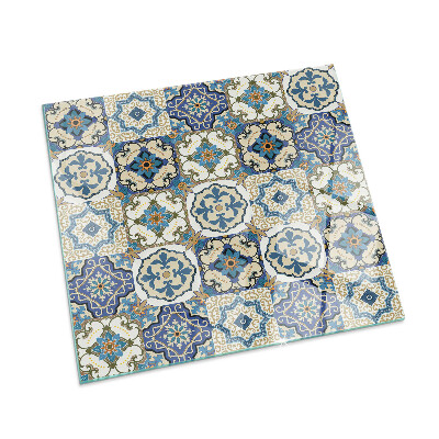 Plaque verre pour poêle rectangulaire Motif mosaïque avec des fleurs