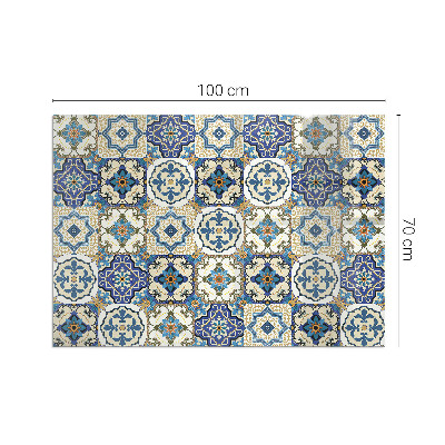 Plaque verre pour poêle rectangulaire Motif mosaïque avec des fleurs