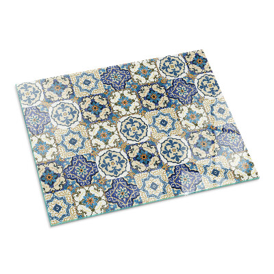 Plaque verre pour poêle rectangulaire Motif mosaïque avec des fleurs