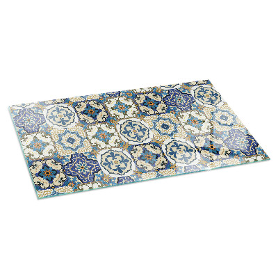 Plaque verre pour poêle rectangulaire Motif mosaïque avec des fleurs
