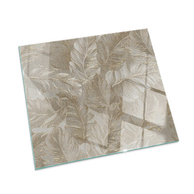 Plaque verre pour poêle rectangulaire Feuilles aux motifs subtils