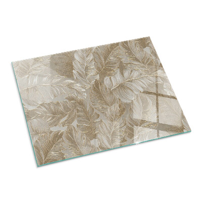 Plaque verre pour poêle rectangulaire Feuilles aux motifs subtils