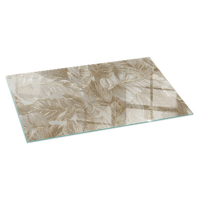 Plaque verre pour poêle rectangulaire Feuilles aux motifs subtils