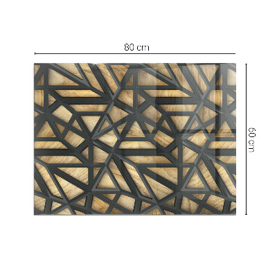 Plaque verre pour poêle rectangulaire Géométrie avec du bois