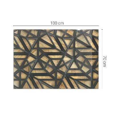 Plaque verre pour poêle rectangulaire Géométrie avec du bois