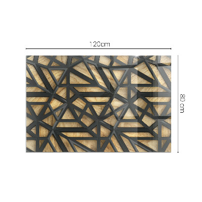 Plaque verre pour poêle rectangulaire Géométrie avec du bois
