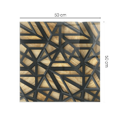 Plaque verre pour poêle rectangulaire Géométrie avec du bois