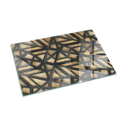 Plaque verre pour poêle rectangulaire Géométrie avec du bois