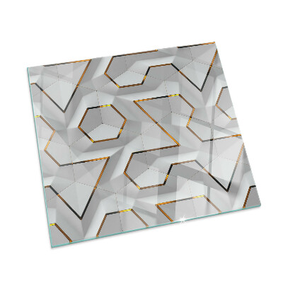 Plaque de sol en verre pour poêle rectangulaire Motif géométrique 3D