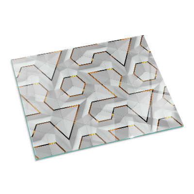 Plaque de sol en verre pour poêle rectangulaire Motif géométrique 3D