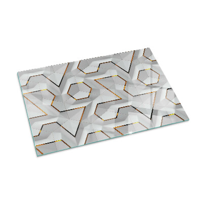 Plaque de sol en verre pour poêle rectangulaire Motif géométrique 3D
