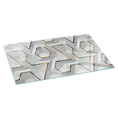 Plaque de sol en verre pour poêle rectangulaire Motif géométrique 3D
