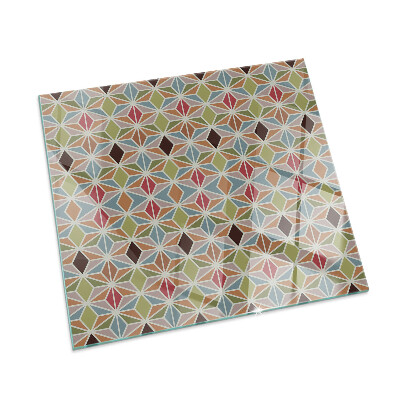 Plaque de sol en verre pour poêle rectangulaire Motifs polygonaux dans une grille