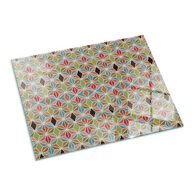 Plaque de sol en verre pour poêle rectangulaire Motifs polygonaux dans une grille