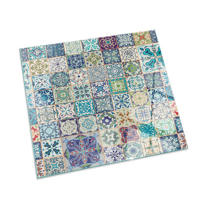 Plaque verre pour poêle rectangulaire Motifs de mosaïque sur les carreaux