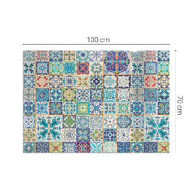 Plaque verre pour poêle rectangulaire Motifs de mosaïque sur les carreaux